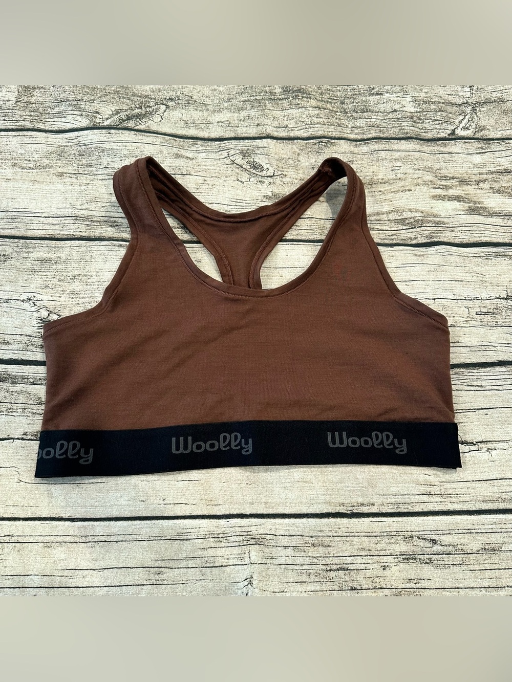 Woolly Merino Wool Racerback Sports Bra in Chocolate Brown Size Medium